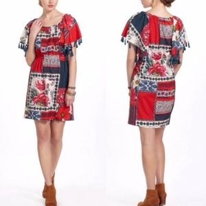 Anthropologie Vanessa Virginia Persian Patchwork Tassel Dress